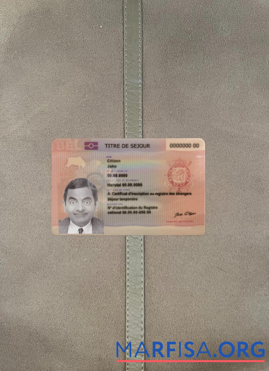 Realistic Belgium permanent residence card photolook FRONT template